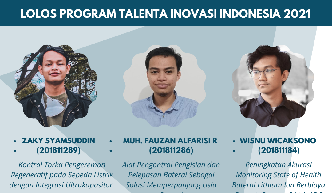 Tiga Mahasiswa Institut Teknologi PLN berhasil lolos Program Talenta Inovasi Indonesia Tahun 2021,